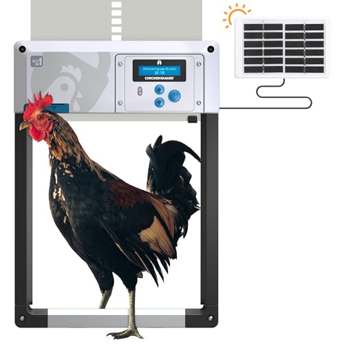 Automatic Chicken Coop Door Opener, ChickenGuard One in All 4 Colours, Timer/Light Sensing, Winter Mode, Auto-Stop & Predator Proof, 3 Power Options, Solar, Battery or Electric (Gray + Solar Kit) - color: Solar Gray