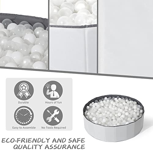 Ball Pit for Toddlers Babies Dogs Cats Iinfant Children, Foldable Ball Pits Play Tent, Crawl Playpen Ball Pool with Storage Bag, Surprise for Boys Girls Festival (Balls Not Included), White - color: White