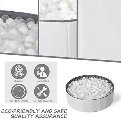 Ball Pit for Toddlers Babies Dogs Cats Iinfant Children, Foldable Ball Pits Play Tent, Crawl Playpen Ball Pool with Storage Bag, Surprise for Boys Girls Festival (Balls Not Included), White - color: White