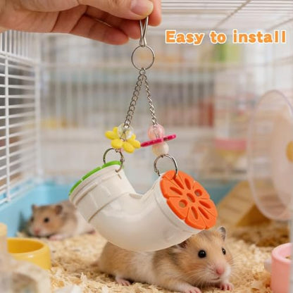 Rat Enrichment Toy, Mouse Interactive Foraging Toys for Various Treats, Slow Feeder Hanging Fancy Mice Cage Accessories Tube Treat Dispenser Rodent Puzzle Toys for Rats Guinea Pig Small Pet Parakeet