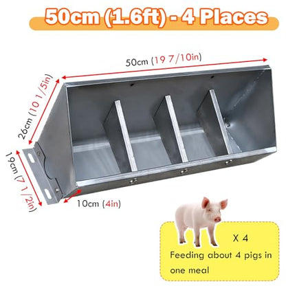 Stainless Steel Pig Feed Trough - Durable Livestock Feeder for Cattle, Goats & Horses - Rust-Resistant, Easy to Clean, Indoor/Outdoor Use, 50cm (1.6ft) - Heavy-Duty Design - size: 50cm/1.6ft 4 bit