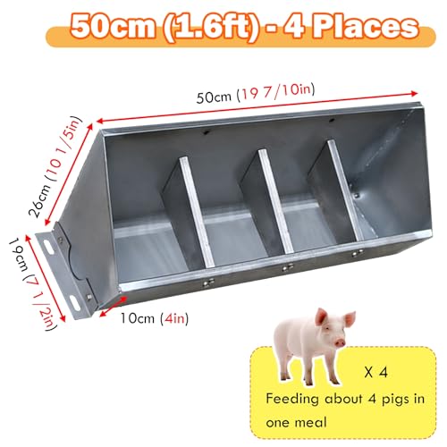Durable Pig, Cattle & Goat Feeding Trough - Versatile Livestock Hay Feeder & Waterer for Farm, Pen & Stable - Essential Animal Feeder for Optimal Nutrition,Long 50cm (1.6ft) - 4 bit - size: Long 50cm (1.6ft) - 4 bit