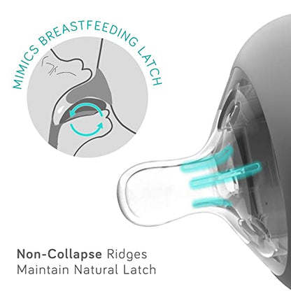 Nanobebe Flexy Silicone Baby Bottle, Anti-Colic, Natural Feel, Non-Collapsing Nipple, Non-Tip Stable Base, Easy to Clean, 3-Pack, Gray, 9oz - color: Grey, style: 9 Ounce 3-Pack