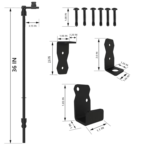 Sdstone 36 Inch Heavy Duty Cane Bolt Gate Drop Rod,Gate Ground Latch Hardware for Wooden Fences,Metal Gates Doors Stopper for Gate Ground (Black Finish,2 Pack) - size: 36-Inch-2Pack