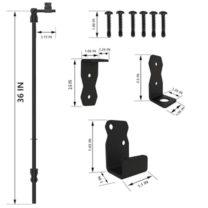 Sdstone 36 Inch Heavy Duty Cane Bolt Gate Drop Rod,Gate Ground Latch Hardware for Wooden Fences,Metal Gates Doors Stopper for Gate Ground (Black Finish,2 Pack) - size: 36-Inch-2Pack