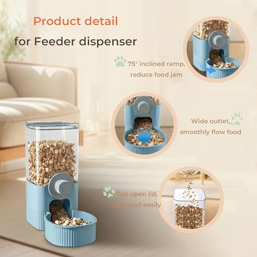 41 oz Hanging Gravity Auto-Refill Small Animal Feeder Blue | Space-Saving, Large Capacity, Easy-Refill Bowl for Rabbits, Guinea Pigs, Ferrets, Chinchillas & Small Pets - color: Blue