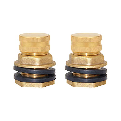 Joywayus 2 Pack Brass Male Garden Hose Bulkhead Fitting with Plugs,1/2" Female 3/4" GHT Male Water Tank Connector Threaded and 3/4" GHT Female Outer Hex Head End Pipe Caps Drain/Flush Port Kit - size: 3/4"GHT Male x 1/2"Female-2PCS