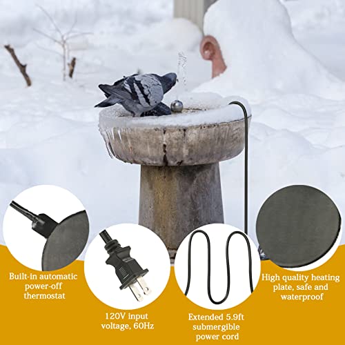 1 Pcs Poultry Chicken Water Heater, 120 V 20W Silicone Winter De-Icer Chicken Water Heating Base Poultry Founts with 47.2 Inch Power Cord for Drinking Fountains Chicken Coop