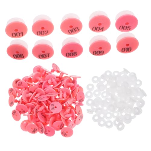 100pcs Rabbit Ear Tags Animal Identification Ear Tags for Livestock Poultry Dogs - color: Pink