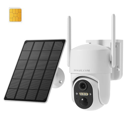 HOSAFE.COM 4G LTE Cellular Security Camera Wireless Solar Powered, Free Cloud Storage, No WiFi Security Camera Outdoor, 2K PTZ 360°, IP66 Waterproof for Farm Barn Jobsite Off-Grid