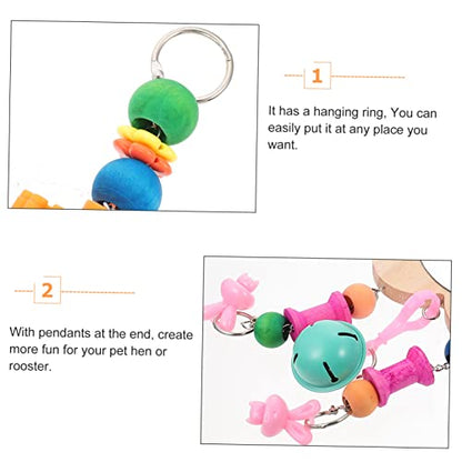 Wooden Hanging Mirror Toy for Chickens Bells Interactive Pet Mirror for Cage Play Reduces Loneliness for Hens and