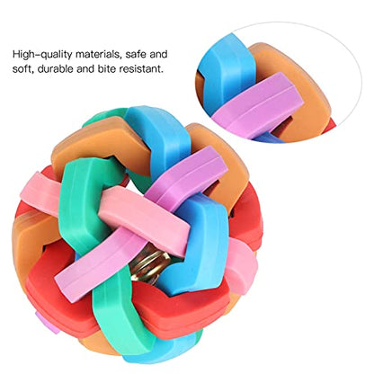 Zerodis Bell Ball Toy for Dogs Puppies Mini Pigs Interactive Squeak Pet Toy with Chew TPR Material Teething Relief Boredom Relief Training Fun (M) - size: M