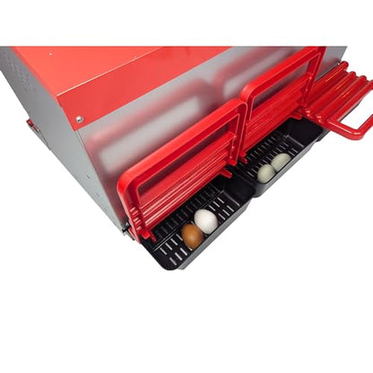 Hen's Choice™ - Reverse Roll Out Chicken Nest Box | Reversible Roll Away Nest Box | 3 Hole (Red)