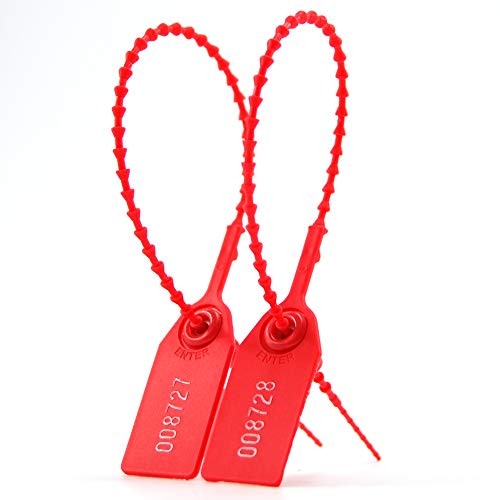 Security Seal, Numbered Zip Ties for Fire Extinguisher Pull Tite Tamper Proof Tags Self Locking Plastic Label 250mm Pack of 1000 (Red) - color: Red, size: 1000