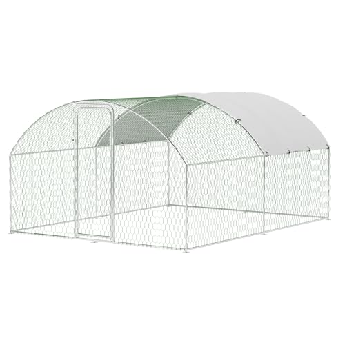 Large Metal Chicken Coop, Metal Chicken Run with Waterproof and Anti-Ultraviolet Cover for Outside, 9.8 x 13.1 x 6.5 Ft Walk-in Poultry Cage, Outdoor Chicken Pen for Backyard and Farm - size: 9.8 x 13.1 x 6.6 ft