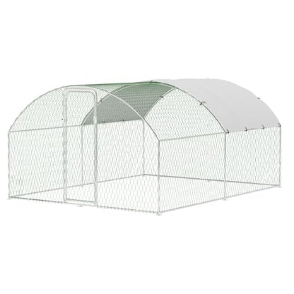 Large Metal Chicken Coop, Metal Chicken Run with Waterproof and Anti-Ultraviolet Cover for Outside, 9.8 x 13.1 x 6.5 Ft Walk-in Poultry Cage, Outdoor Chicken Pen for Backyard and Farm - size: 9.8 x 13.1 x 6.6 ft