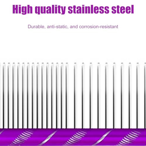 Fearless Alpaca Metal Pet Comb for Grooming Cats and Dogs (Purple) - Purple, Blue, Red, and Gold Colors Available - 8 Inch Length - Rounded Spine - Great Tool for Mats and Shedding - color: Purple