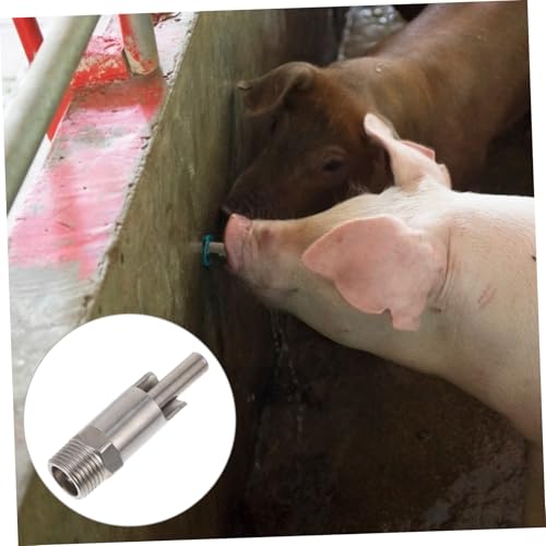 UPKOCH Stainless Steel Pig Waterer Nozzle Ergonomic -Splash Drinking Dispenser for Livestock Farms Automatic Nipple Waterer for Portable and Easy to Install
