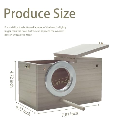 Parakeet Nesting Box Bird Nest Breeding Box with Perch | 7.87 X 4.72 X 4.72 inch Parrot Mating Box Wood Bird House Aviary for cage (S Horizontal Wood) - style: S Horizontal Wood