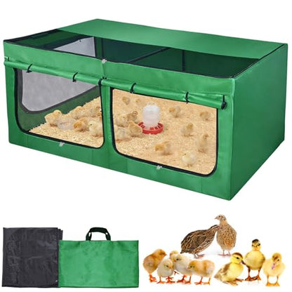 Tetuga Brooder Box for Chicks, Chicken Run Large Chick Starter Kit Portable Brooding Pen with Breathable Mesh & Waterproof Pad Outdoor Indoor Small Animal Enclosures for Chicken Duck Quail (Large)