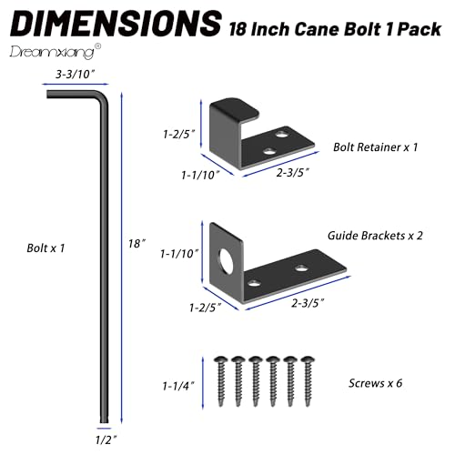 18" Heavy Duty Cane Bolt Gate Drop Rod Extra Thick Hardware Ground Latch for Wood PVC Vinyl Metal Fences Gates, Double Doors, Black Solid Steel-1 Pack - color: 18 Inch
