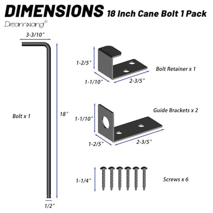 18" Heavy Duty Cane Bolt Gate Drop Rod Extra Thick Hardware Ground Latch for Wood PVC Vinyl Metal Fences Gates, Double Doors, Black Solid Steel-1 Pack - color: 18 Inch