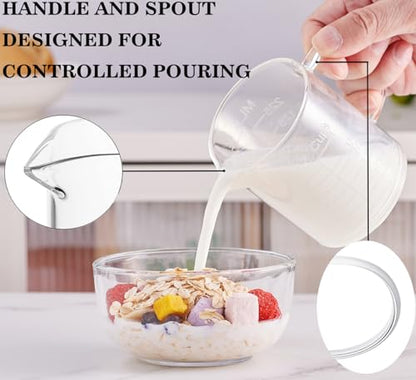 Ackers Etched Graduated Glass Measuring Cup - [Insulated Handle | V-Shaped Spout] - High Borosilicate Glass Measuring Cup for Kitchen or Dining, Easy to Read, 250ml (8oz, 1 Cup) - size: 250 ML (8 Oz, 1 Cup) - Etched Graduated