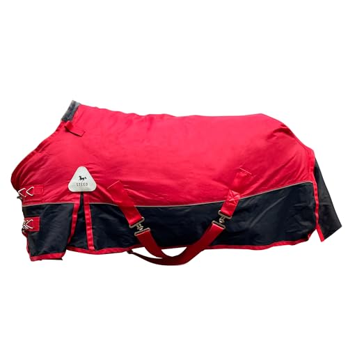 Horse Care Blanket Foal Mini Horse Size 47"-55" Winter 1200D Premium Turnout Horse Blanket with 220g Polyfill,Medium Weight Waterproof Sheets (Red, US 55 inch (EU 110 cm)) - color: Red, size: US 55 inch (EU 110 cm)