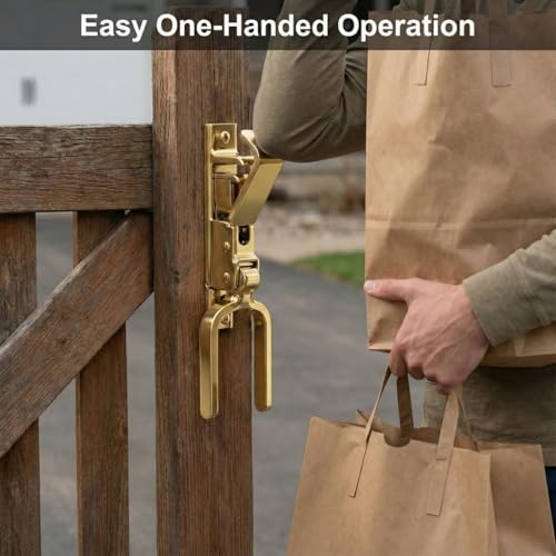 Instant Locking Farm Gate Latch - Heavy Duty Self-Closing Automatic Gravity Lever for Wooden Metal Gates