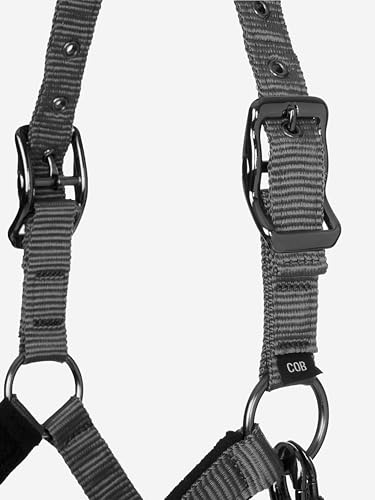 LeMieux Vogue Fleece Headcollar - Halter & Leadrope - Extra Padding, Adjustable at Curb and Poll Strap - color: Black / Grey, size: Pony