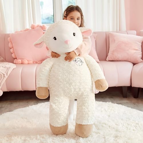 IKASA 30" Giant Sheep Stuffed Animal - Jumbo Soft Kawaii Plush Toy for Kids & Girlfriend (White) - style: Sheep