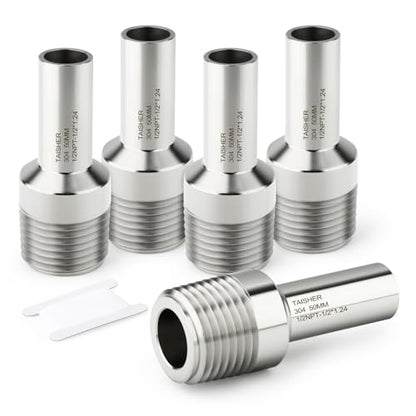 TAISHER 5PCS 304 Stainless Steel Pipe Fittings, 1/2" NPT Male Threaded, 2" Length Weld Nipple Cast Pipe - size: 1/2" NPT x 1/2" OD(2" Length)