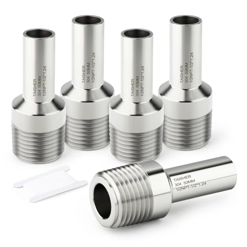 TAISHER 5PCS 304 Stainless Steel Pipe Fittings, 1/2" NPT Male Threaded, 2" Length Weld Nipple Cast Pipe - size: 1/2" NPT x 1/2" OD(2" Length)