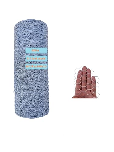 22GA Galvanized Hexagonal Poultry Netting Chicken Wire 14 inches x 100 feet x 1/2 inch Mesh for DIY Crafting, Pet Cages, Edge Fencing, Lawn Netting - size: 14"x100'-1/2" 22GA