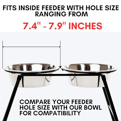 Stainless Steel Dog Bowl 2-Pack Metal Food and Water Dish (8.1" inch Outer Diameter) Pet Feeder Replacement Bowls Dishwasher Safe, Easy to Clean (7 Cups) - size: 7 cups