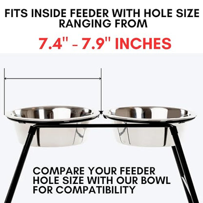 Stainless Steel Dog Bowl 2-Pack Metal Food and Water Dish (8.1" inch Outer Diameter) Pet Feeder Replacement Bowls Dishwasher Safe, Easy to Clean (7 Cups) - size: 7 cups