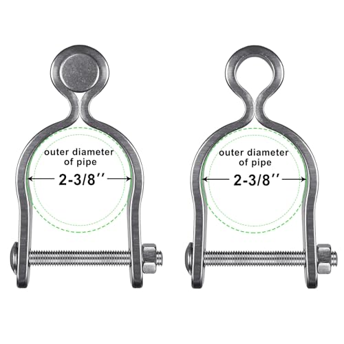 Insaga 2 Pack 2-3/8" Heavy Duty Chain Link Fence Gate Hinges, 304 Stainless Steel T-Post & Pipe Gate Hinge Kit with Frame and Post Brackets, Bolts & Nuts Included for Farm, Cattle, and Chain Link Gate - color: Light Weight, size: 2-3/8''-2Pack