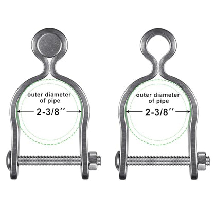 Insaga 2 Pack 2-3/8" Heavy Duty Chain Link Fence Gate Hinges, 304 Stainless Steel T-Post & Pipe Gate Hinge Kit with Frame and Post Brackets, Bolts & Nuts Included for Farm, Cattle, and Chain Link Gate - color: Light Weight, size: 2-3/8''-2Pack