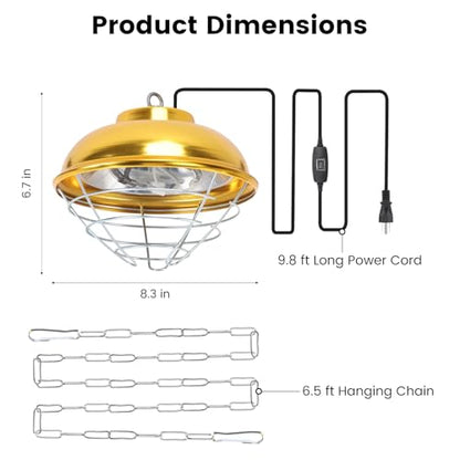 Hanging Chicken Coop Heater, 300W 2 Heating Levels Premium Waterproof Heaters for Chicks Brooder Pen, Duck, Pet House, Poultry, Greenhouse Plant - size: Small Heater