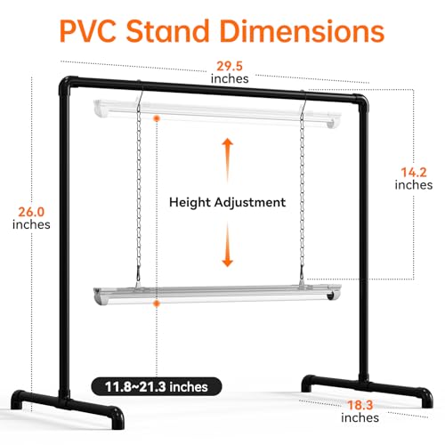 Bstrip Grow Light Stand, 2ft 24W Grow Light for Indoor Growing, Full Spectrum LED Plant Light for Seed Starting, Height Adjustable, Large 29.5" L x 18.3" W x 26.0" H - size: Large 29.5" L x 18.3" W x 26.0" H