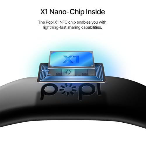 Authentic Patented Popl Bracelet™ (Avoid Fake Knockoffs) - Smart NFC Networking Card - Simply Tap to Exchange Contact Info, Capture Leads, & Manage Contacts (Black on Black) - color: Black on Black