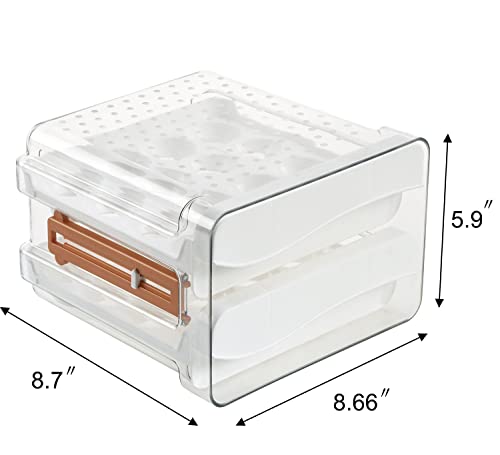Sooyee 32 Capacity Egg Holder for Refrigerator with Time Scale,Egg Container for Refrigerator,2 Drawers Egg Storage Container/Organizer/Bin - size: 32 Capacity