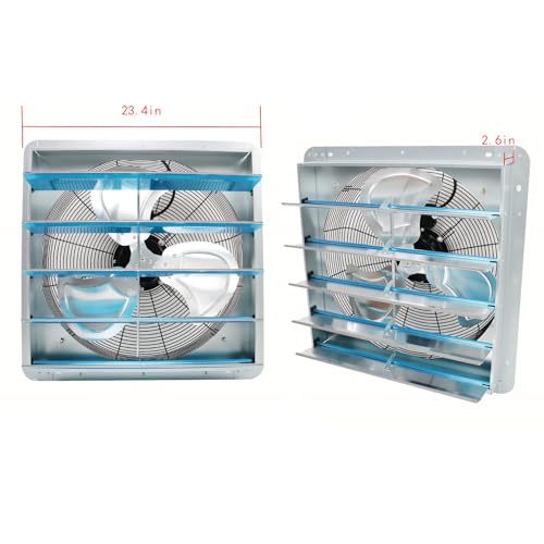 20 inch Shutter Exhaust Fan, Exhaust Fan Wall Mounted, Automatic Aluminum Shutter Suitable for Garages Basement Attic - size: 20 Inch