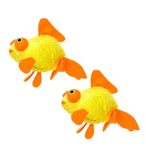 MIGHTY® 2 Pack Massive Goldfish Ultra Plush Dog Toys | Multiple Layers & Reinforced Seams , Washable and Floats , Mighty® Construction - color: 2PK Yellow Goldfish