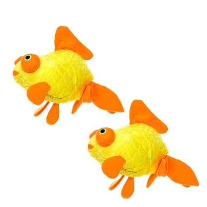MIGHTY® 2 Pack Massive Goldfish Ultra Plush Dog Toys | Multiple Layers & Reinforced Seams , Washable and Floats , Mighty® Construction - color: 2PK Yellow Goldfish