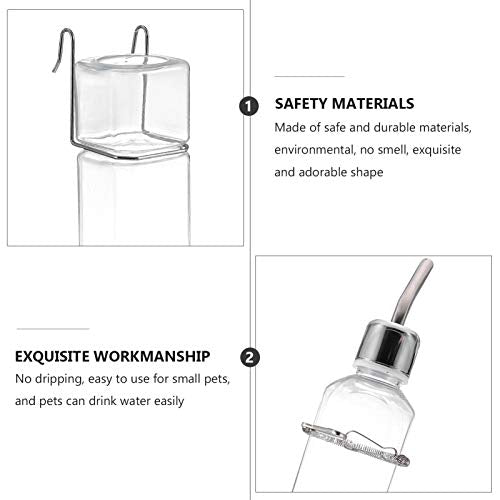 Mipcase 2pcs Pet Water Fountain Plastic Hanging Dispenser for Guinea Pigs and Animals Leakproof Easy to Install Convenient Pet Supply - color: Transparent, size: 5.2X5.2X17CM