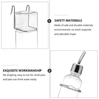 Mipcase 2pcs Pet Water Fountain Plastic Hanging Dispenser for Guinea Pigs and Animals Leakproof Easy to Install Convenient Pet Supply - color: Transparent, size: 5.2X5.2X17CM