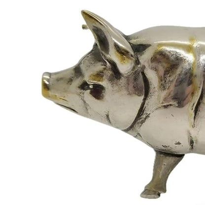 Pig Measuring Tape Antique-Inspired Pig Figurine for Mini Tape Measure Retractable Ruler for Tailors, Quilting, Crafts, Sewing Kit Accessory(15CM Silver 1PCS)