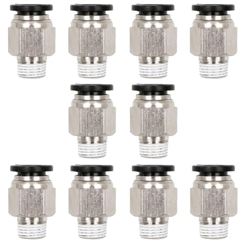 Beduan Push to Connect Fitting, 3/8" Tube OD x 3/8" NPT Thread Male Straight Pneumatic Air Fitting (Pack of 10) - size: 3/8"OD-3/8"NPT