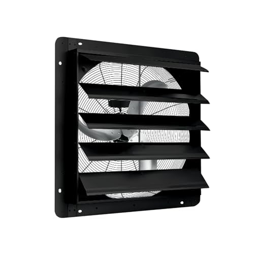 IDEALHOUSE 24 Inch Shutter Exhaust Fan, Wall Mounted Aluminum Vent Fan with Automatic Shutter, 3500 CFM High Speed Airflow for Garage, Attic, Workshop, Greenhouse - size: 24 Inch